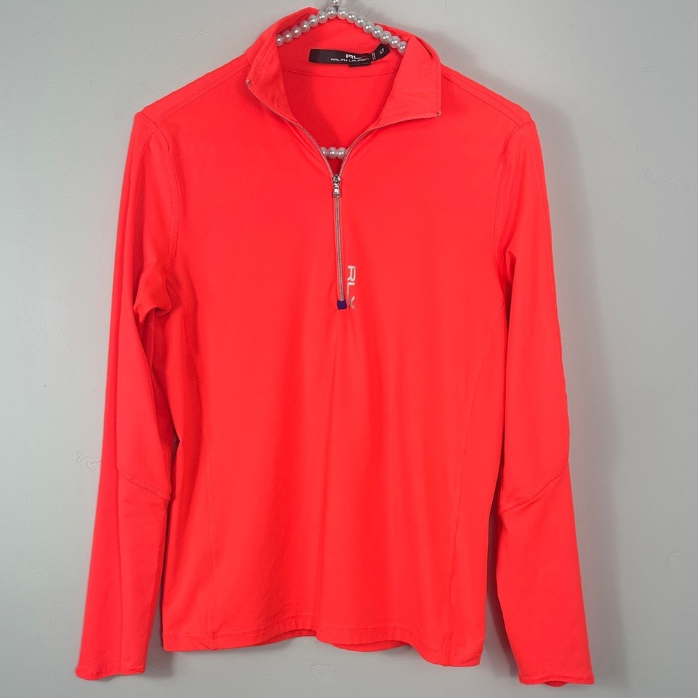 Ralph Lauren Orange 3/4 Zip Pullover Performance Long Sleeve Top Small